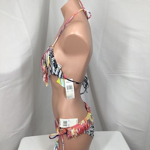 Raisins Printed Slide Bra Bikini Set With Fringe E - Picture 4 of 7